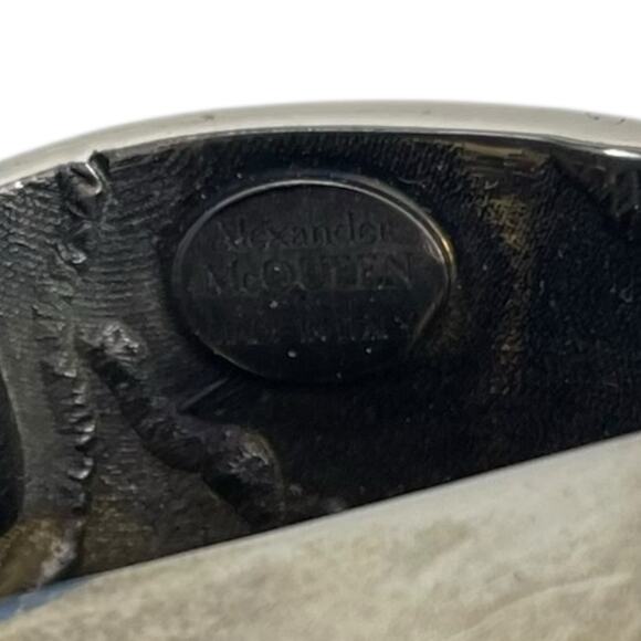 Alexander Mcqueen 3D Skull Black Leather Belt Silver Bucklet Size 90/36 - Picture 12 of 12